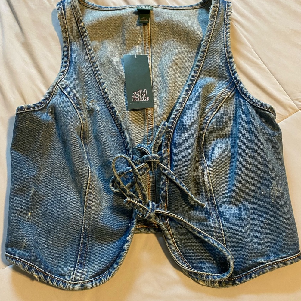Wild Fable Blue Denim Lace-Up Vest